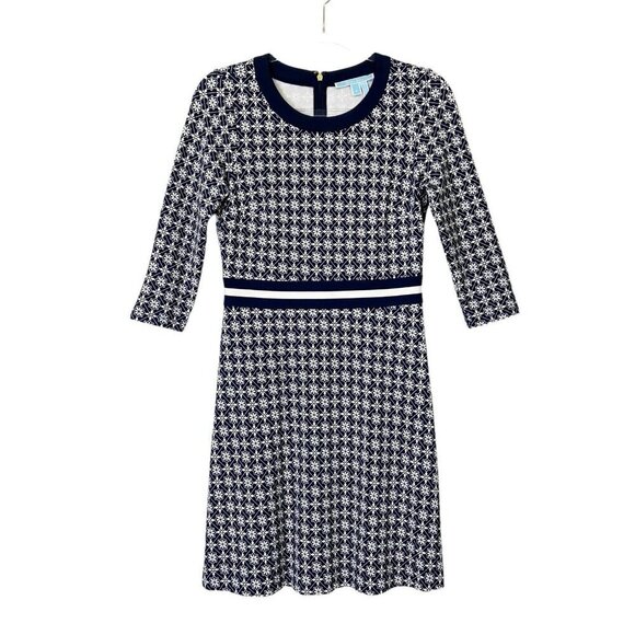 Draper James Ponte Knit Dress Women’s Size Small Navy Blue Floral - Picture 1 of 10